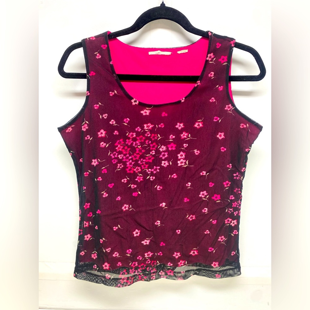 Black mesh overlay tank top, Y2K style